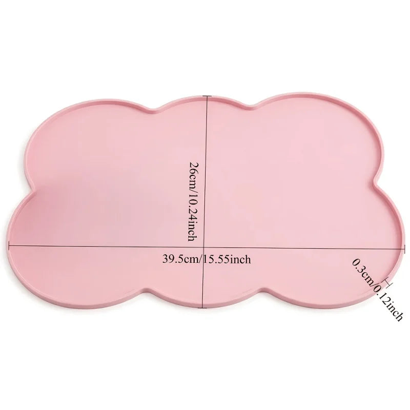 Pet Feeding Mat For Dogs & Cats, Thin Silicone Waterproof Cat Food Mat Cat Bowl Mat With Raised Edge, Cat Placemat