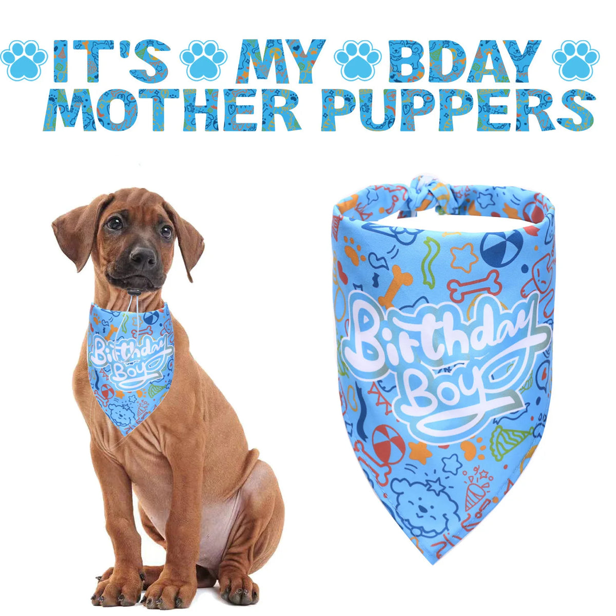 New pet birthday hat dog birthday party set cat birthday triangle mom baby dog flag
