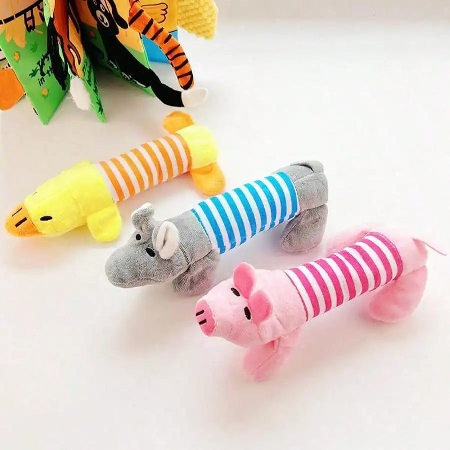 1pc Durable Plush Dog Chew Toy With Squeaker, Long Body Stuffed Animal For Small To Large Dogs, Bite-Resistant Interactive Pet Toy For Light & Moderate Chewers SP260514161649697735363