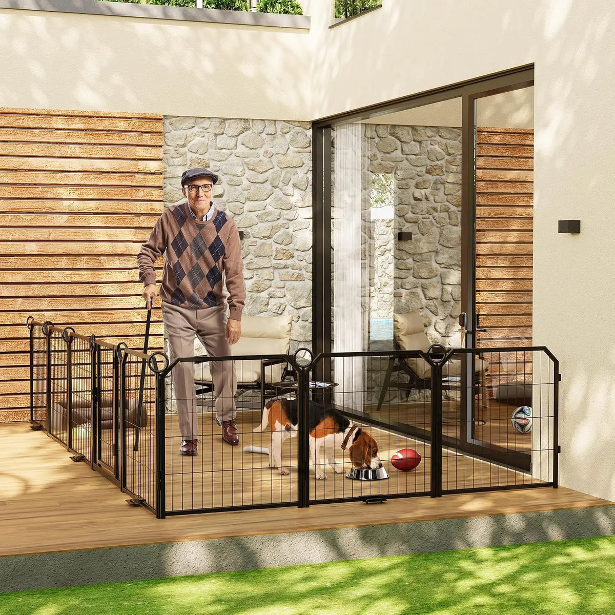 Heavy-Duty Dog Playpen with Self-Locking Door