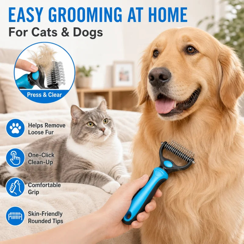 Dematting Comb with Stainless Steel Blades – EASY GROOMING AT HOME