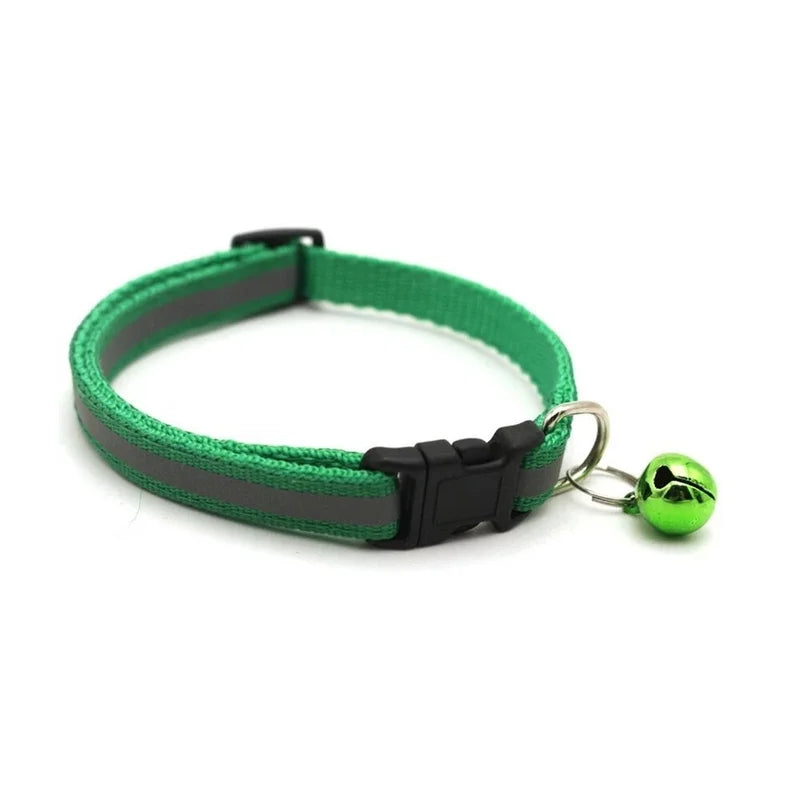 Reflective Dog Collar Pet Cat Puppy Nylon Collar with Bell Neck Adjustable NEW