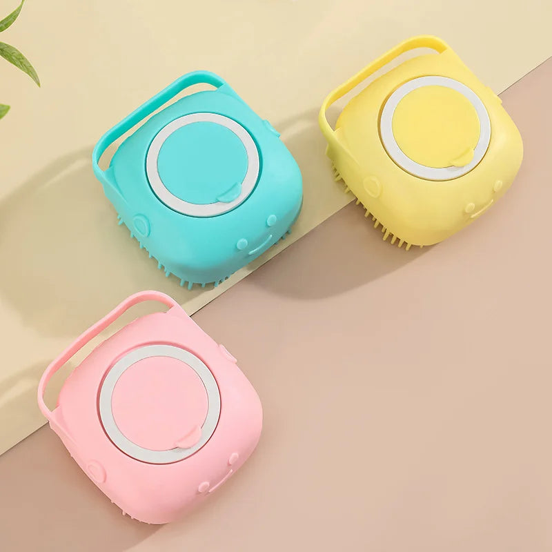 2Pcs Pet Bath Brush with Shampoo Dispenser – Soft Silicone Massage Brush, Rich Foam & Gentle Deep Cleaning for Dogs and Cats