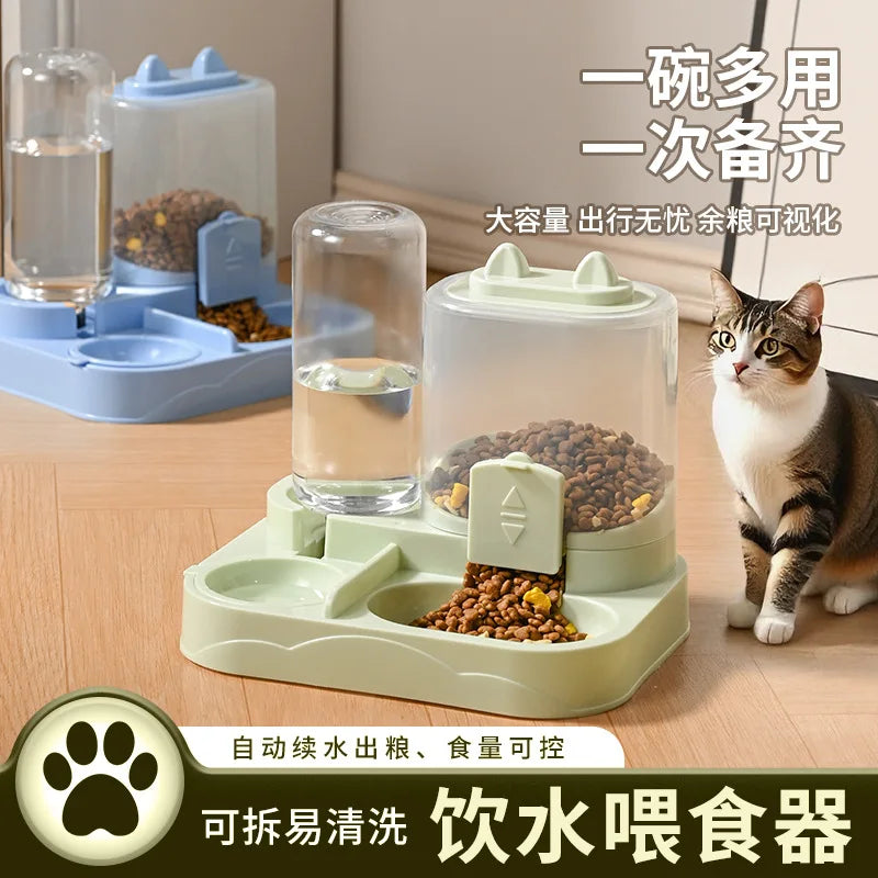 New Cat Double Bowl Automatic Pet Bowl Feeder Cat Drinker Cat Basin Cat Dog Bowl Pet Supplies