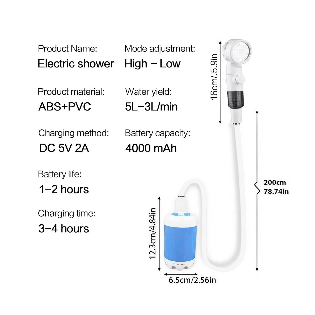 Rechargeable Portable Pet Shower Pump