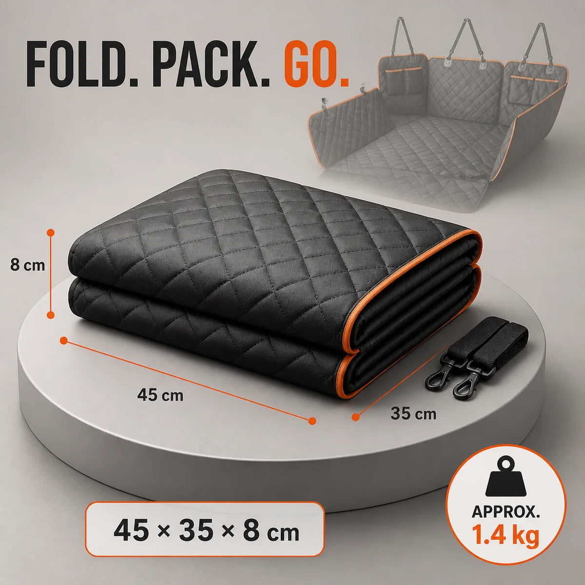 Quilted Dog Car Seat Cover with Storage