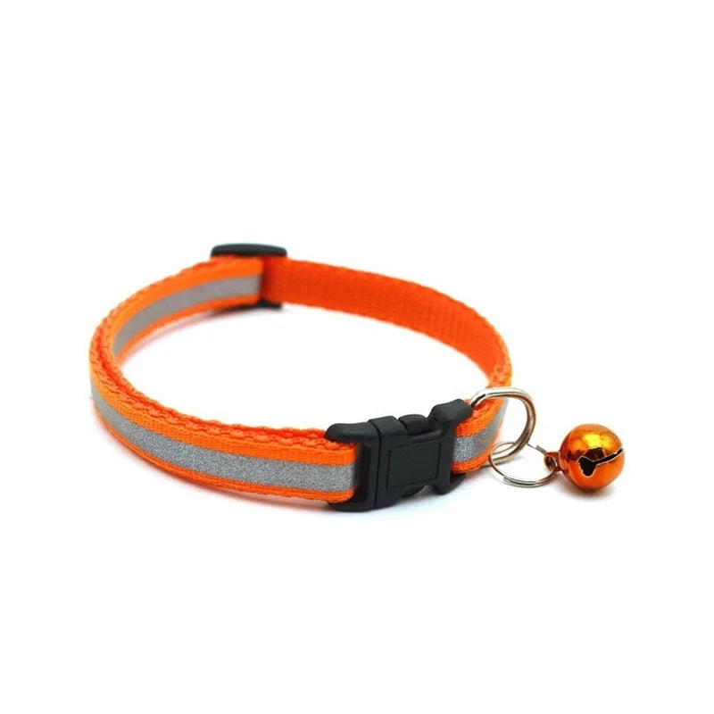 Reflective Dog Collar Pet Cat Puppy Nylon Collar with Bell Neck Adjustable NEW