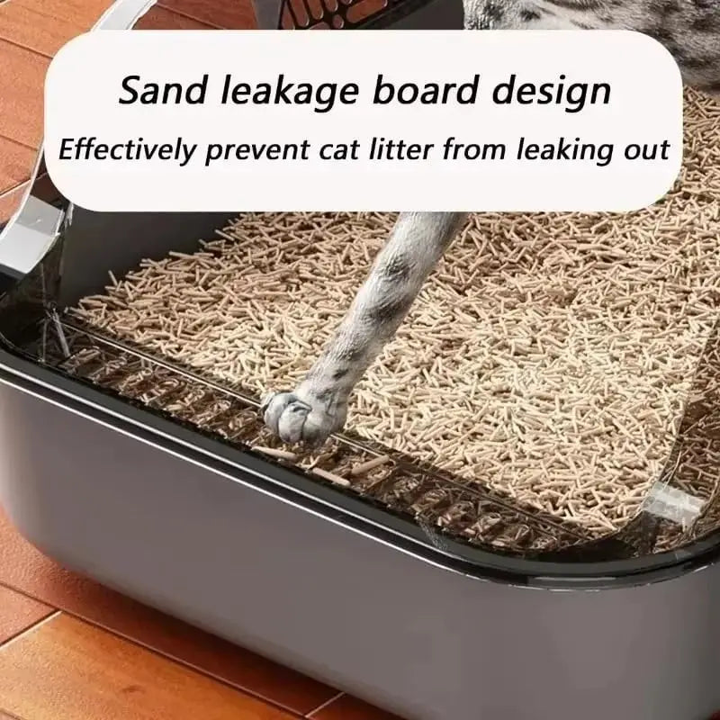 High-Sided Semi-Enclosed Cat Litter Box