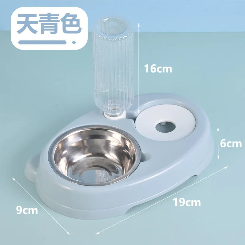 Cat bowl cat bowl dog bowl drinking water integrated dog automatic drinking water anti-knock pet double bowl cat supplies