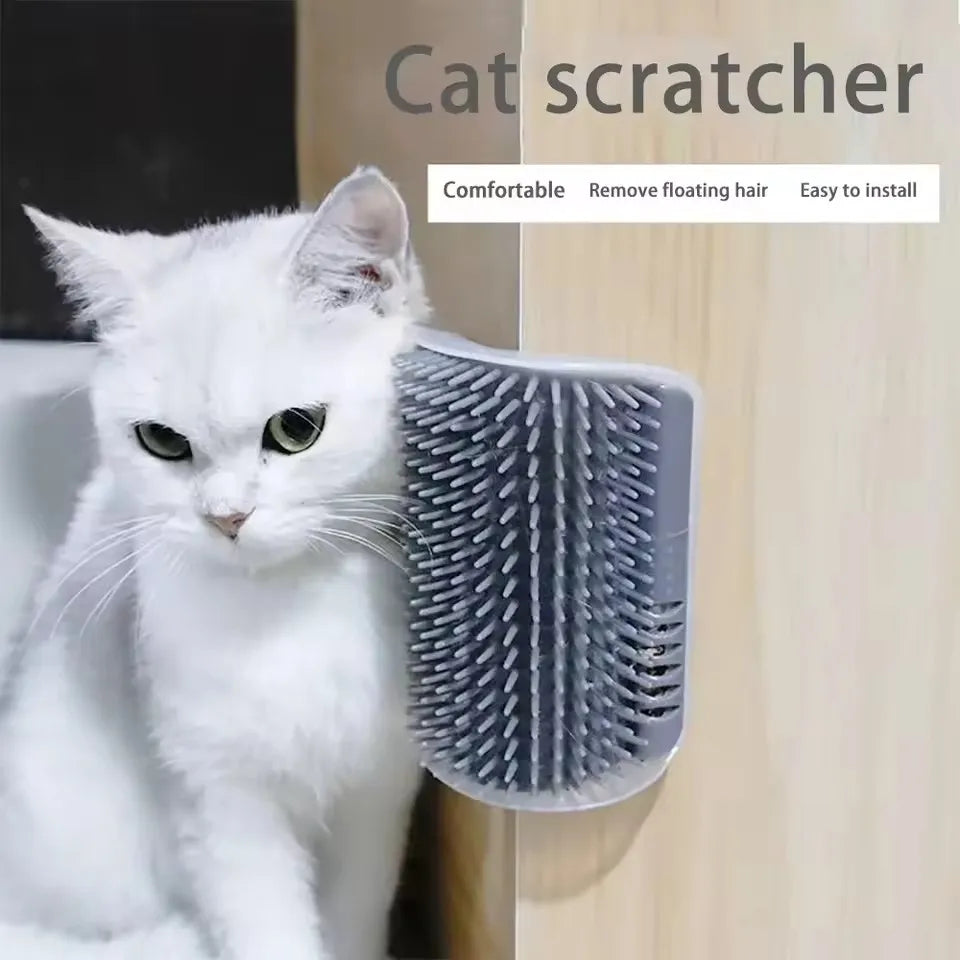 Pet Cat Corner Scrubber Massager Brush, Wall‑Mount Cat Scratcher Grooming Comb, Massage Corner Brush for Pet Cat Supplies