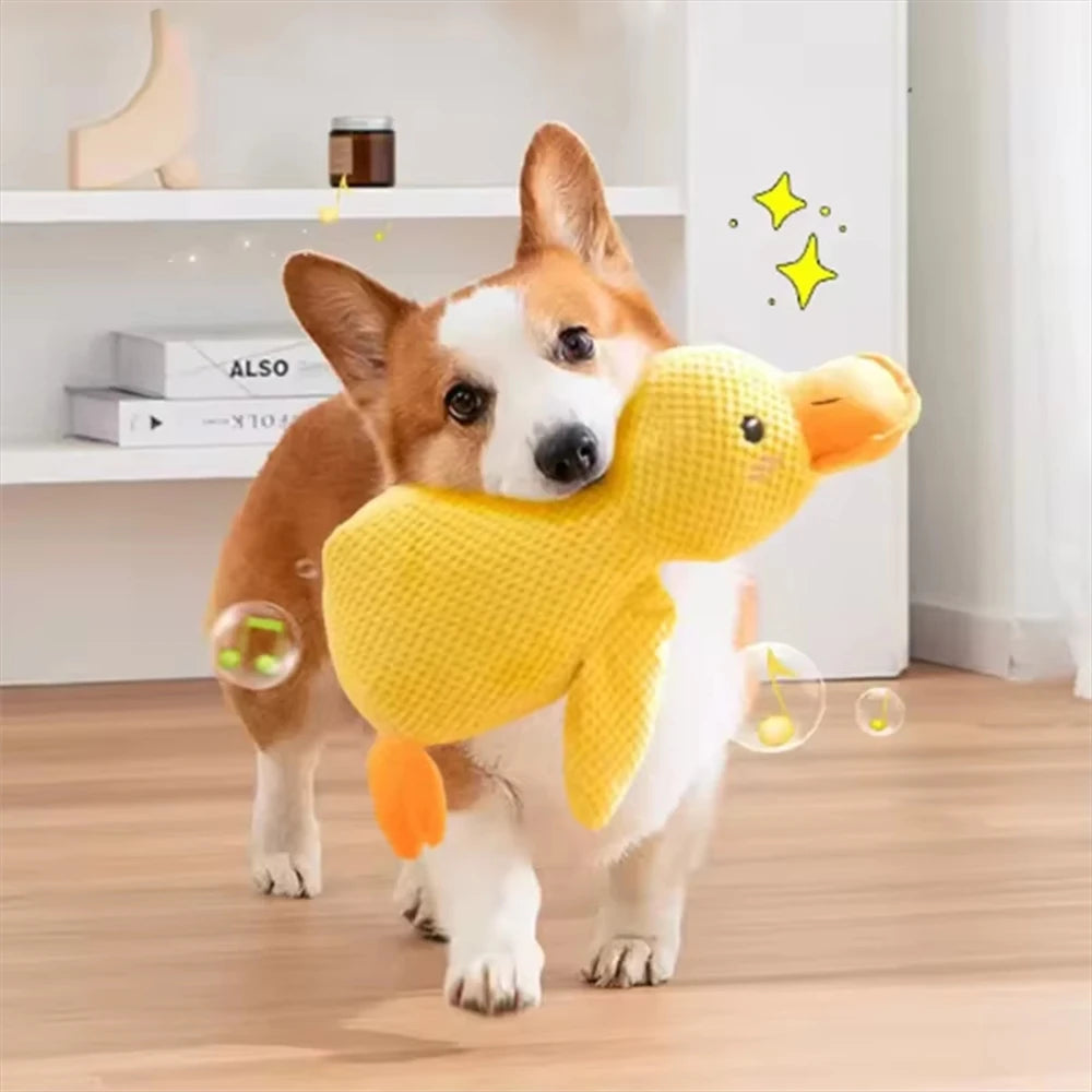 1pc Large Duck Design Pet Grinding Teeth Squeaky Plush Toy, Durable Chew Toy For Dog Interactive Supply