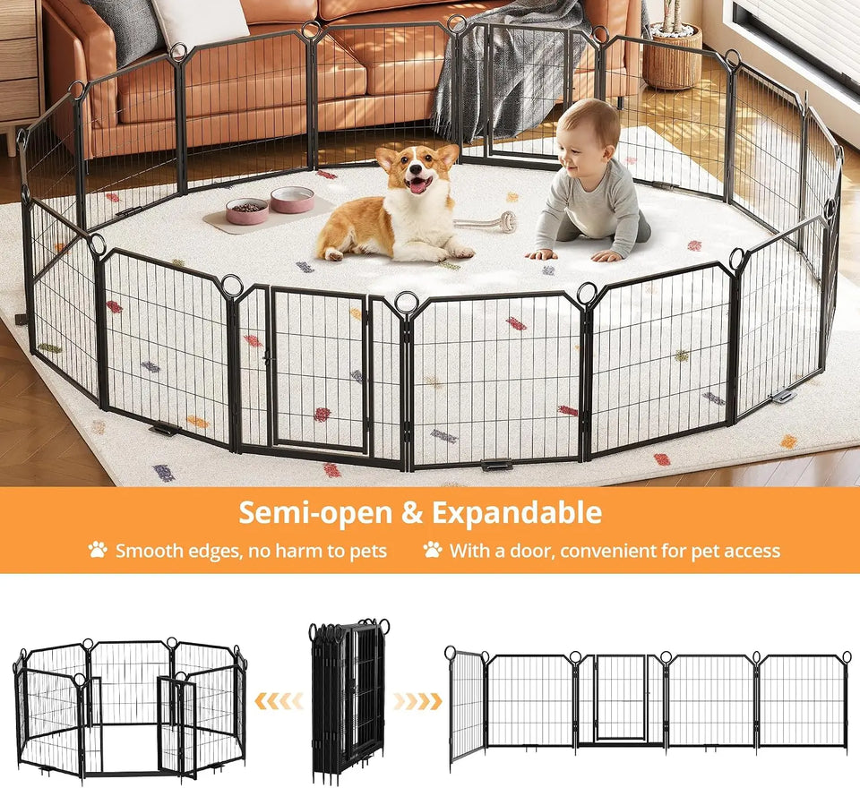 Heavy-Duty Dog Playpen with Self-Locking Door