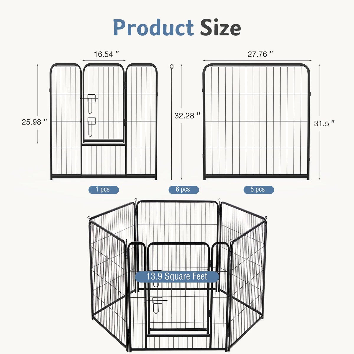 6-Panel Foldable Metal Dog Playpen