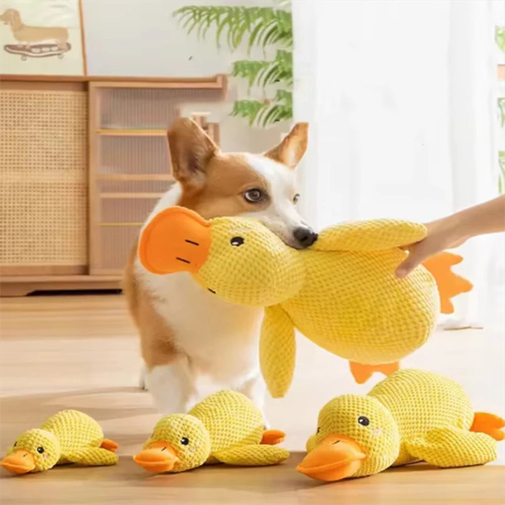 1pc Large Duck Design Pet Grinding Teeth Squeaky Plush Toy, Durable Chew Toy For Dog Interactive Supply