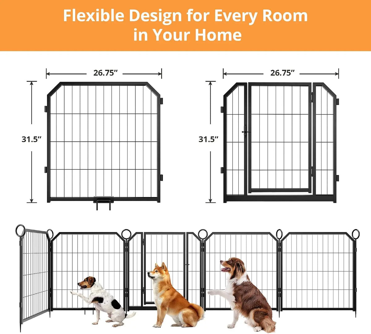 Heavy-Duty Dog Playpen with Self-Locking Door