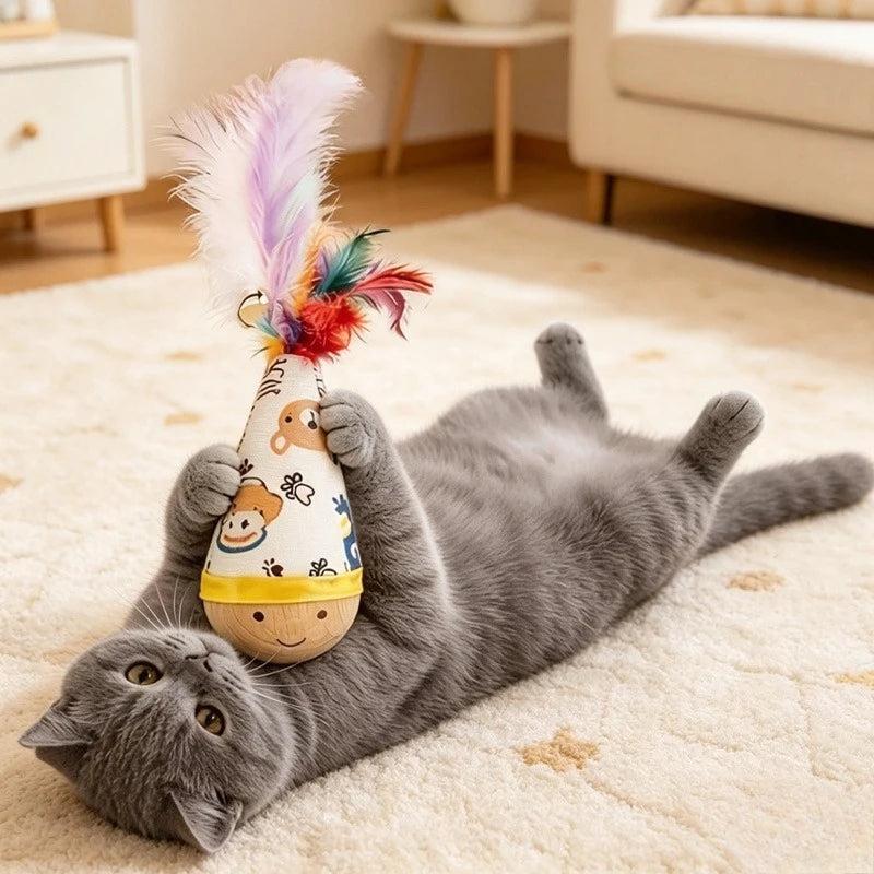 KEMORELA Swing Cat Toy Dynamic Shaking Interactive Game Specially Designed For Cats Independent Playtime Feather Style Pet Toy