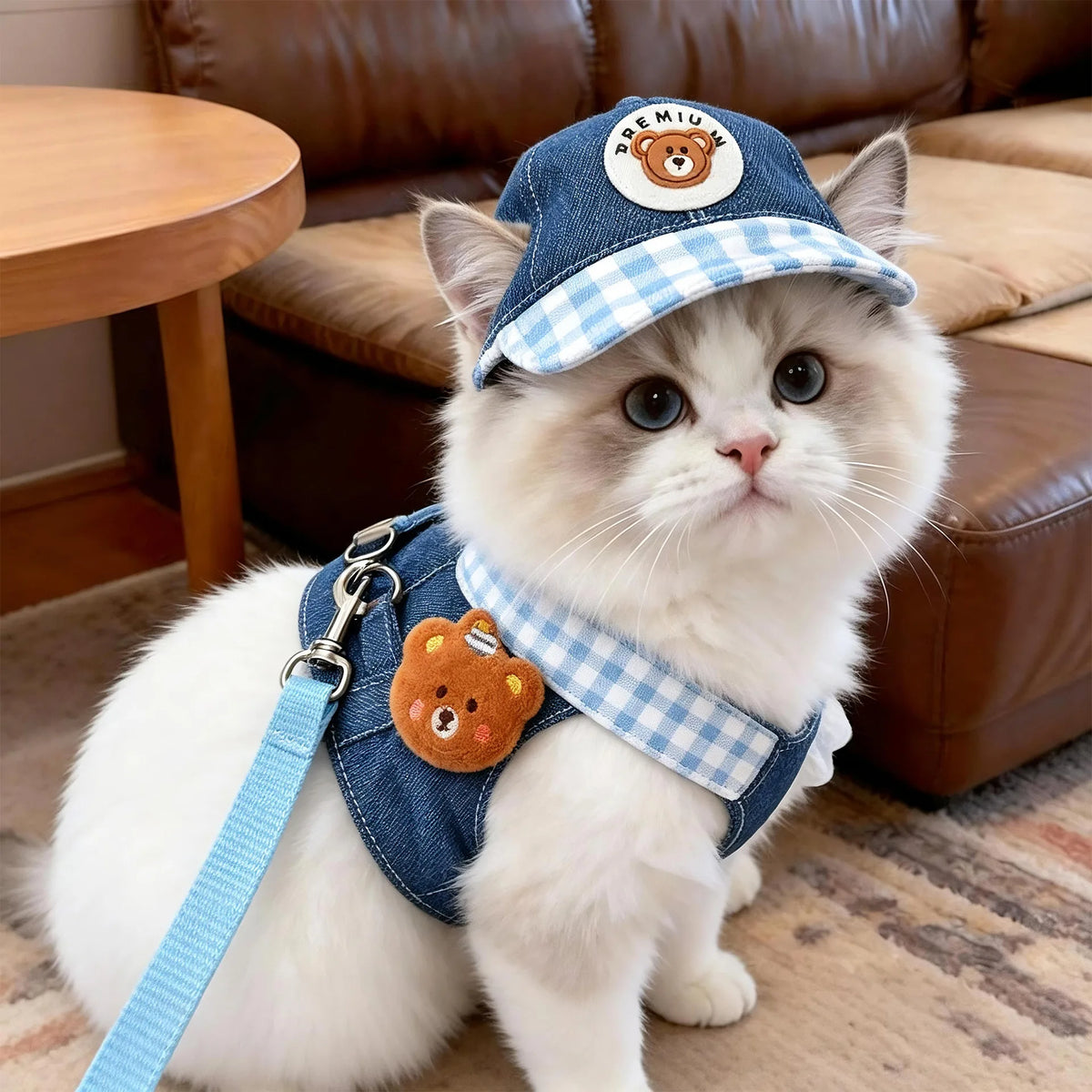 Cute Pet Collars Dog Cat Hat Spring/Summer Outing Sunshade Hat Cute Chest Strap Vest Dog Harness and Leash Set Puppy Accessories