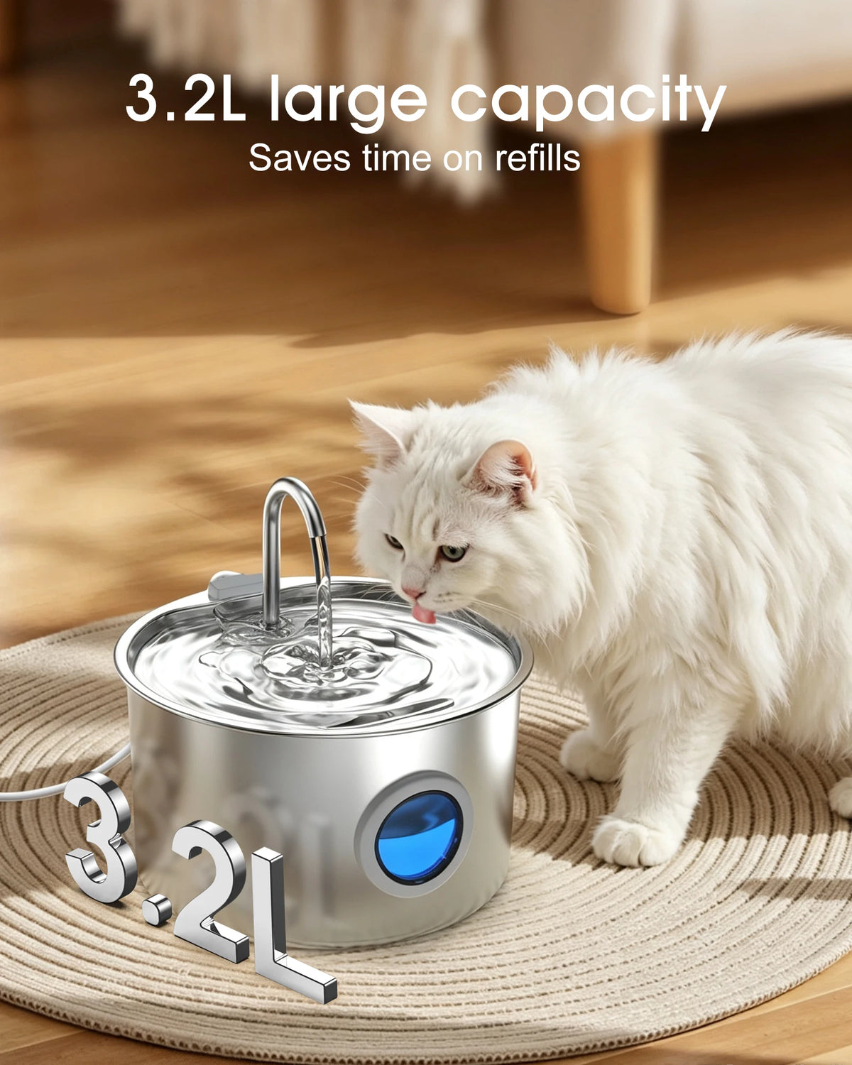 3.2L Stainless Steel Cat & Dog Water Fountain