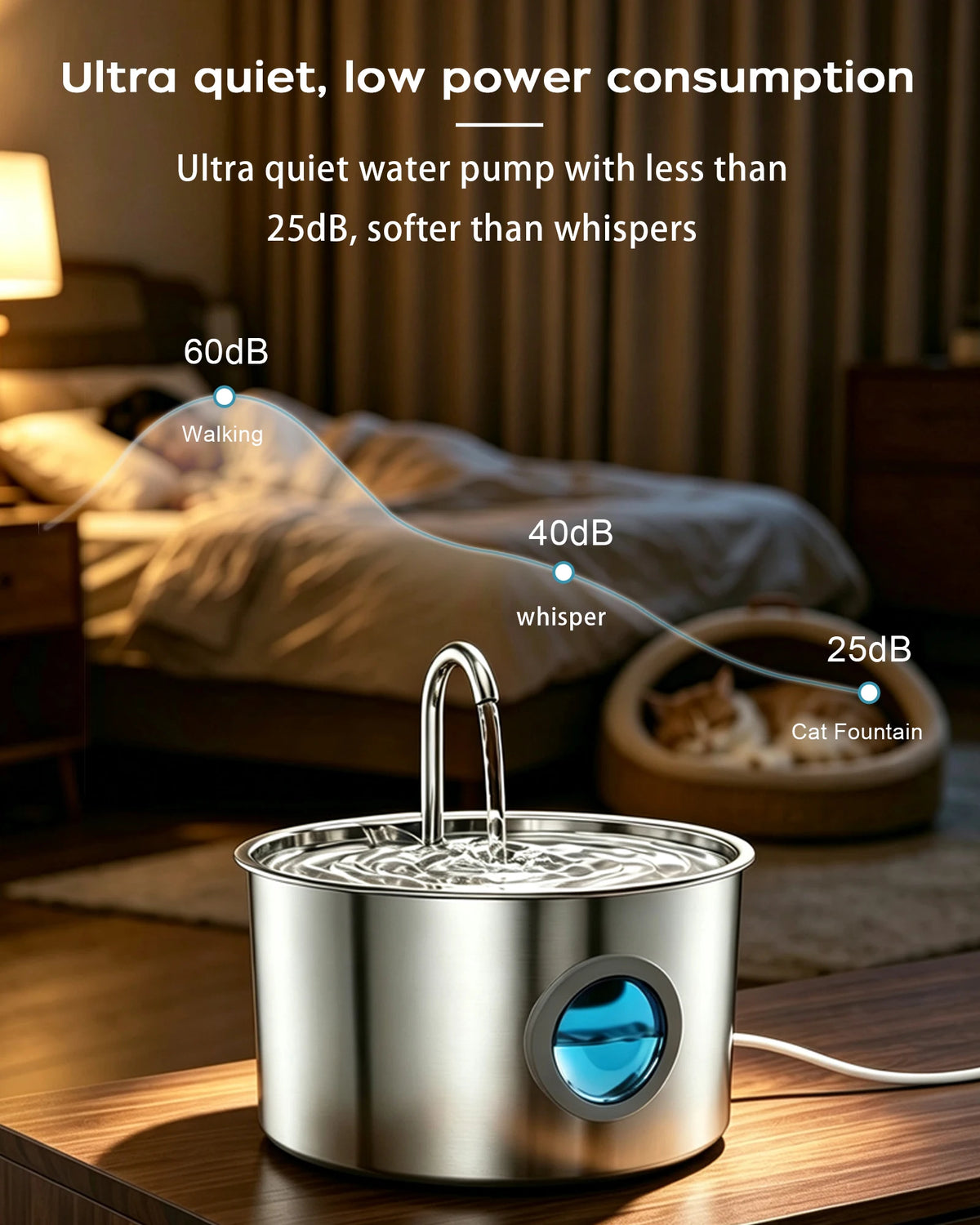 3.2L Stainless Steel Cat & Dog Water Fountain