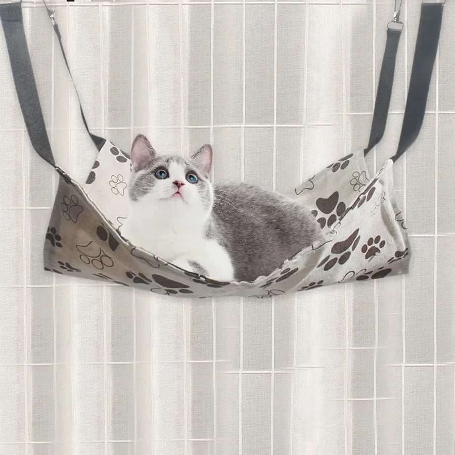 10.6 Inch Double Sided Pet Cage Hammock Cotton Linen Hanging Bed with Durable Metal Hooks Soft Nest for Cats Puppies Rabbits Ha