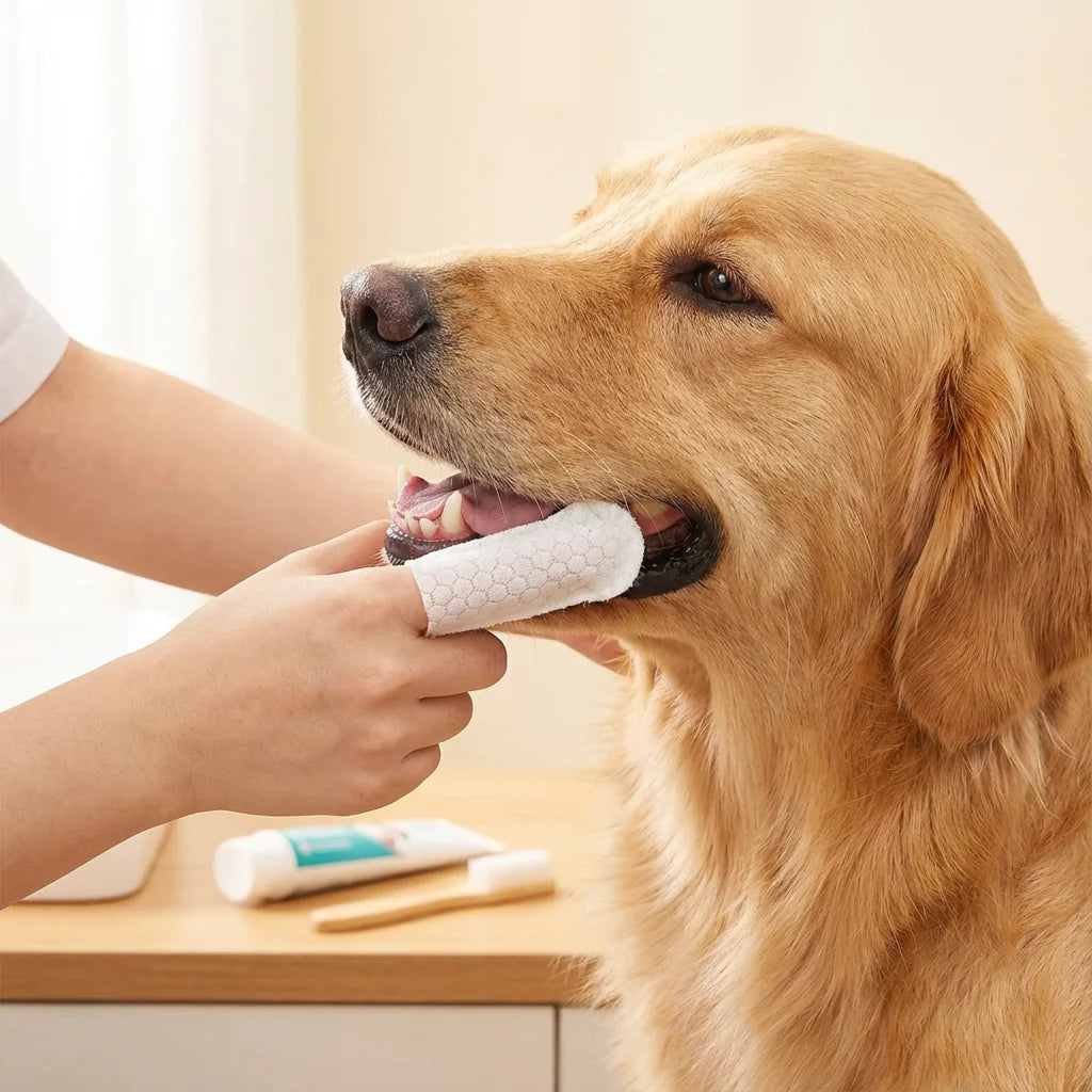 Daily Home Dog & Cat Teeth Cleaning Finger Wipes - Disposable Portable Design Pet Teeth & Gum Care Wipes