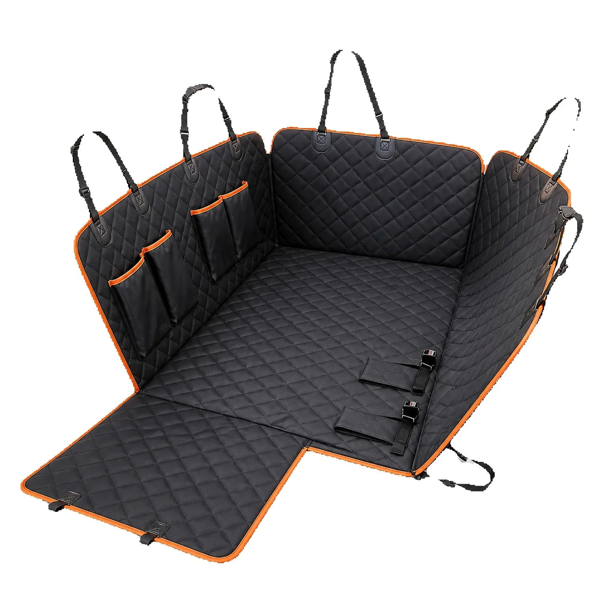 Quilted Dog Car Seat Cover with Storage