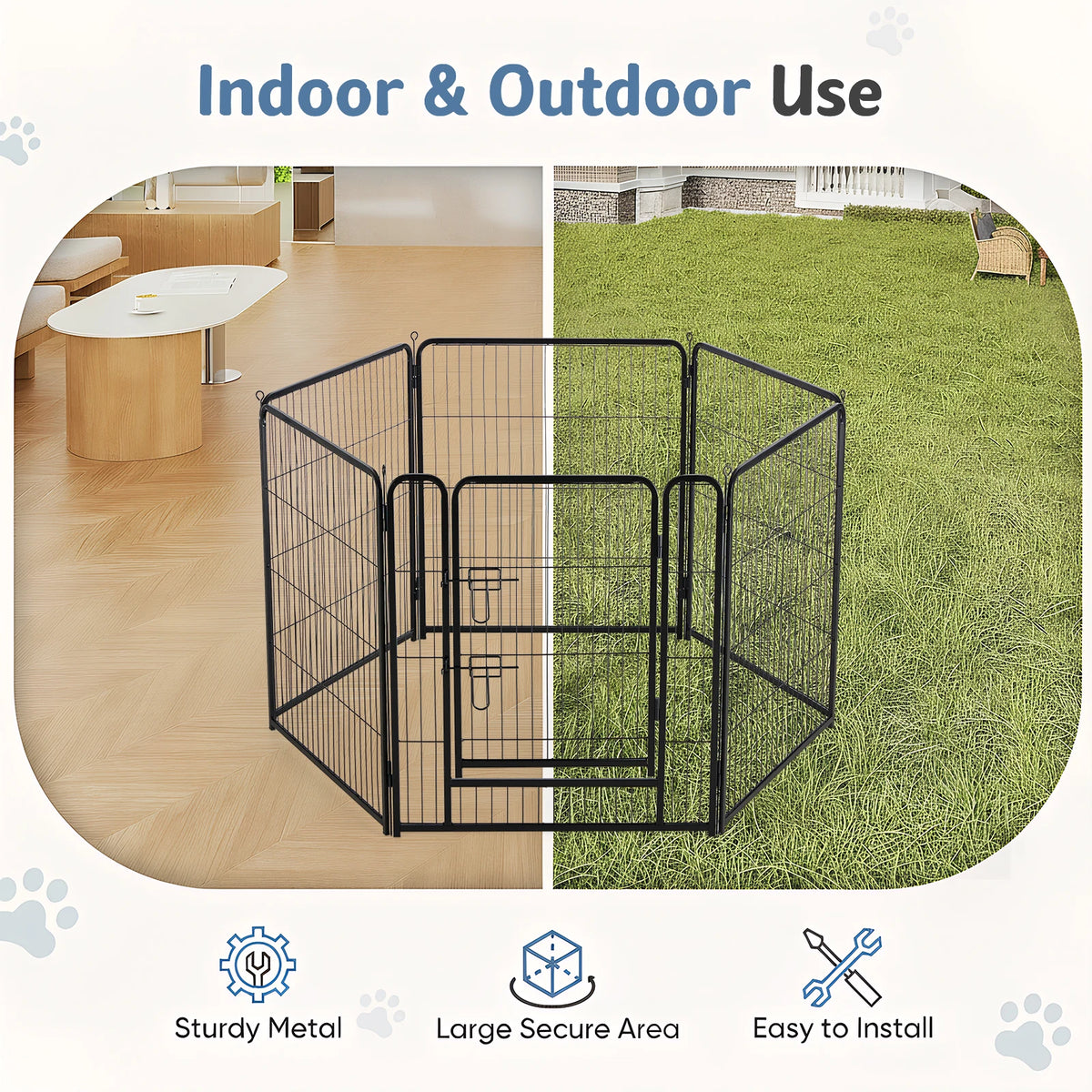 6-Panel Foldable Metal Dog Playpen