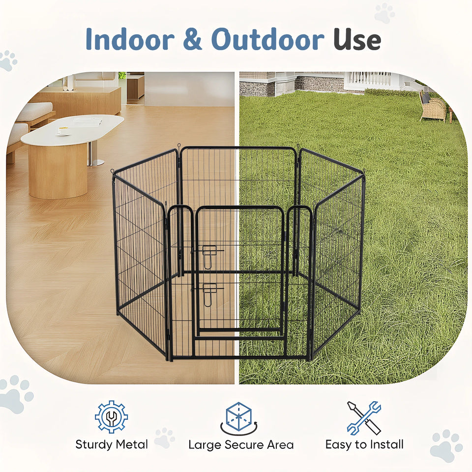 6-Panel Foldable Metal Dog Playpen