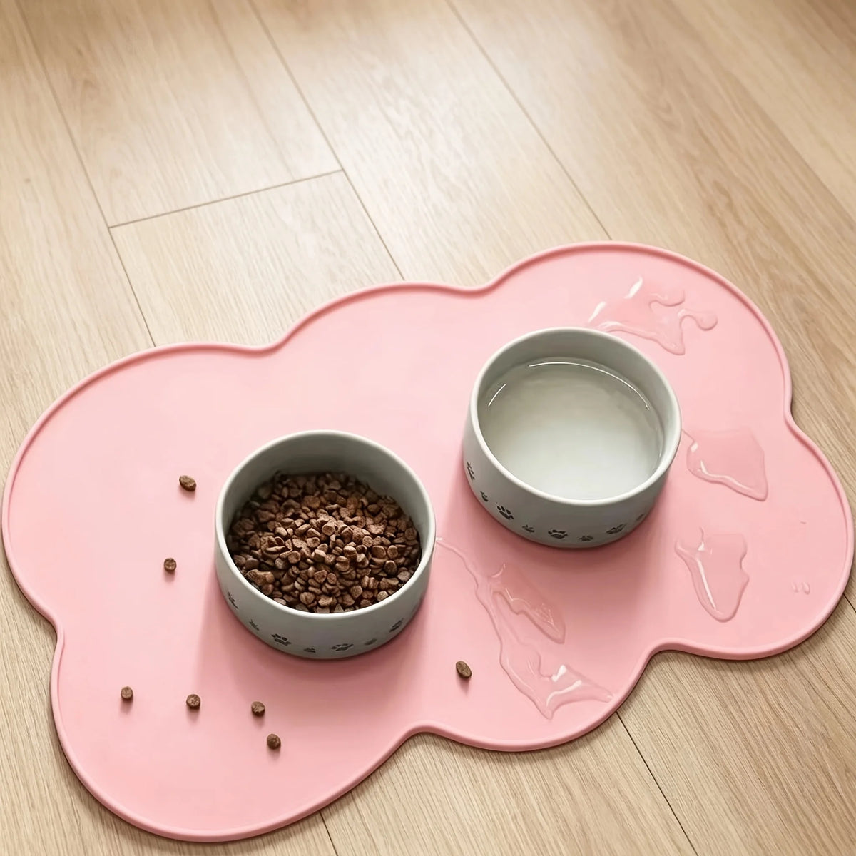 Pet Feeding Mat For Dogs & Cats, Thin Silicone Waterproof Cat Food Mat Cat Bowl Mat With Raised Edge, Cat Placemat