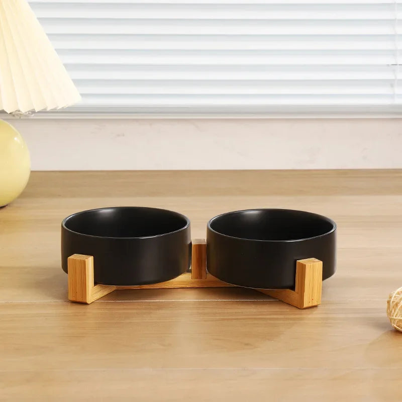 Spill-Resistant Double Ceramic Pet Bowls