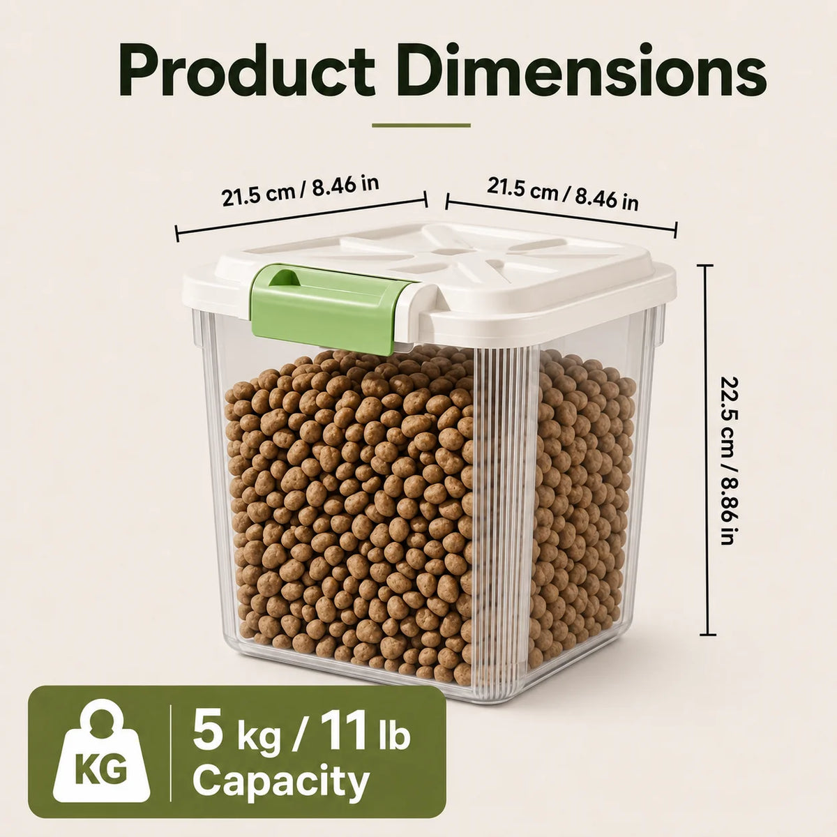 55Lbs Airtight Pet Food Storage Container with Wheels, Large Capacity Sealed Dog Cat Food Bin with Measuring Cup, Moisture Proof Rolling Pet Dry Food Storage Bucket for Dog Kibble Treats