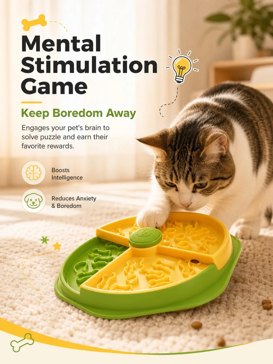 Interactive Dog Slow Feeder Bowl Puzzle Maze Pet Food Dish Anti-Gulping Healthy Digestion Fun Foraging Training Plate for Small Medium Large Dogs