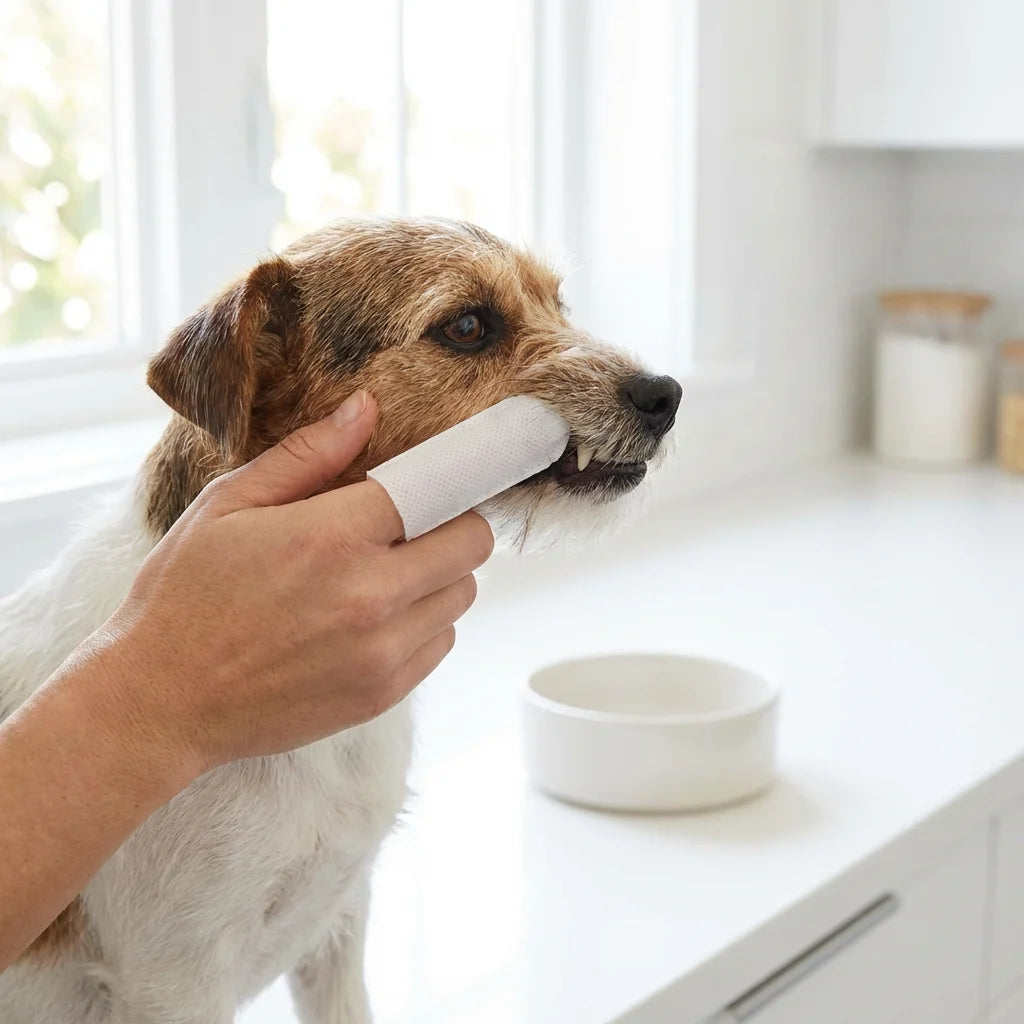 Daily Home Dog & Cat Teeth Cleaning Finger Wipes - Disposable Portable Design Pet Teeth & Gum Care Wipes