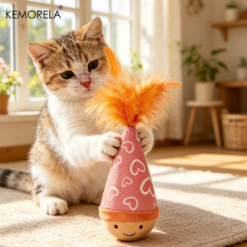 KEMORELA Swing Cat Toy Dynamic Shaking Interactive Game Specially Designed For Cats Independent Playtime Feather Style Pet Toy