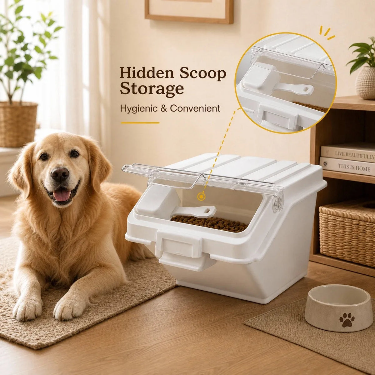 2 Pack Dog Food Storage Container with Scoop, 2 x 10L Large Airtight Pet Dog Food Bin,Container for Dog Treats Rice,Dog Cat Dry Food Bin,Baking Supplies,Flour,Rice,Kitchen