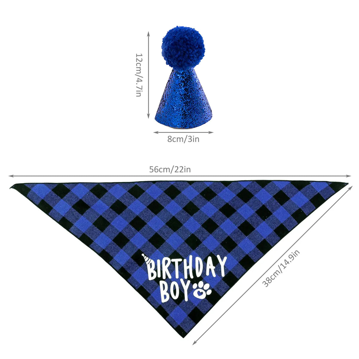Dog Birthday Bandana, Hat & Number Set