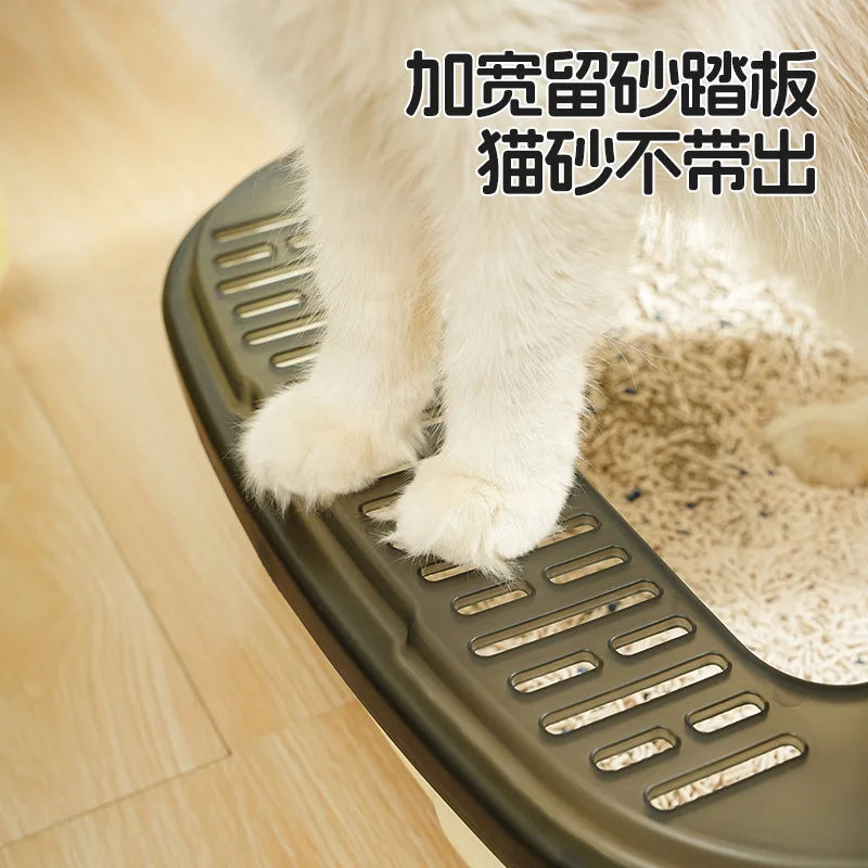 Cat Litter BoxSuper-large Semi-closed Cat Toilet with Foot Leakage