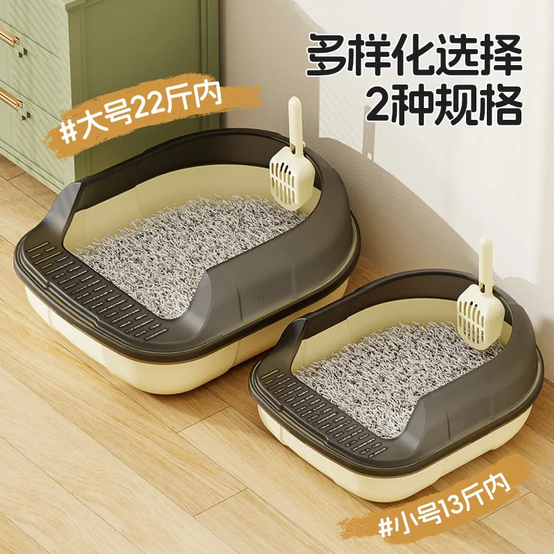 Cat Litter BoxSuper-large Semi-closed Cat Toilet with Foot Leakage
