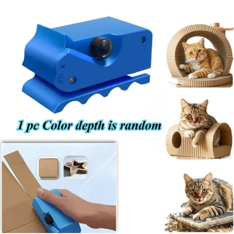 Blue Handheld Cardboard Cutter Tool, DIY Cutting Tool for Making Cat Scratching Pads, Scratch Boards & Cat Beds