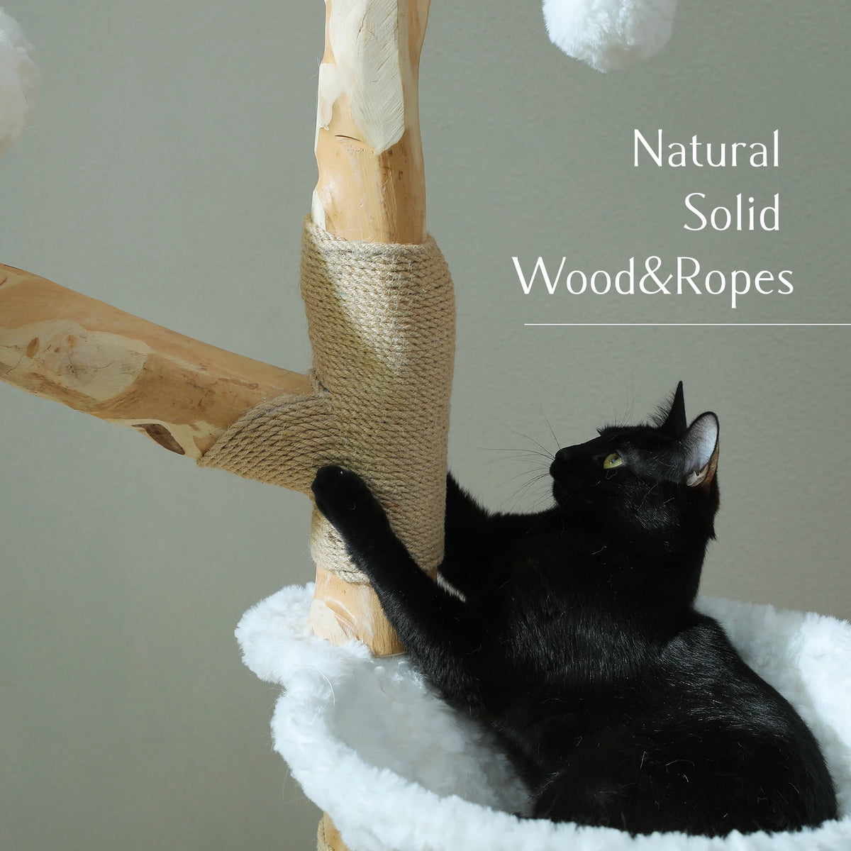 Large Cat Tree with Wicker Basket Bed