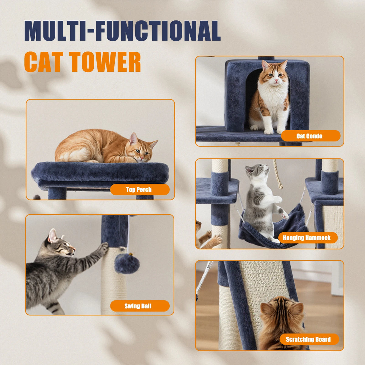 63-Inch Multi-Cat Tree & Climbing Tower