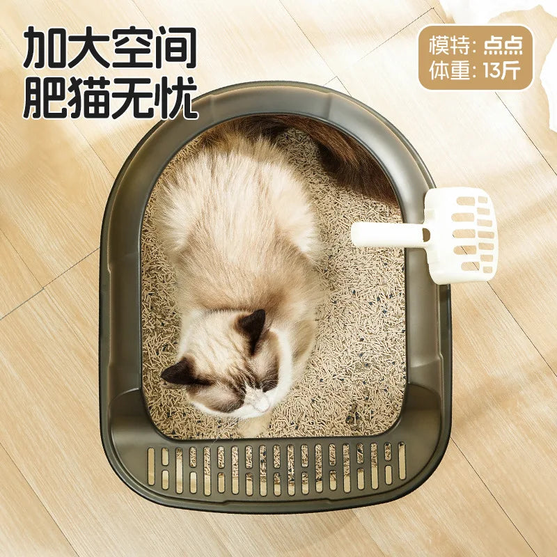 Cat Litter BoxSuper-large Semi-closed Cat Toilet with Foot Leakage
