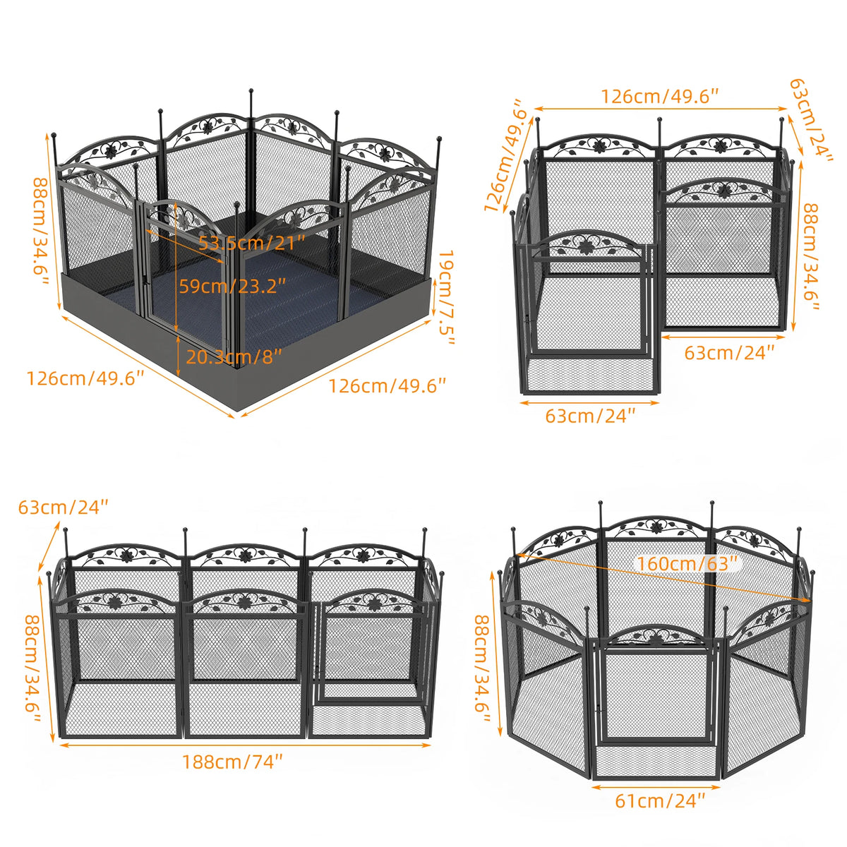 8-Panel Heavy-Duty Dog Playpen with Pad