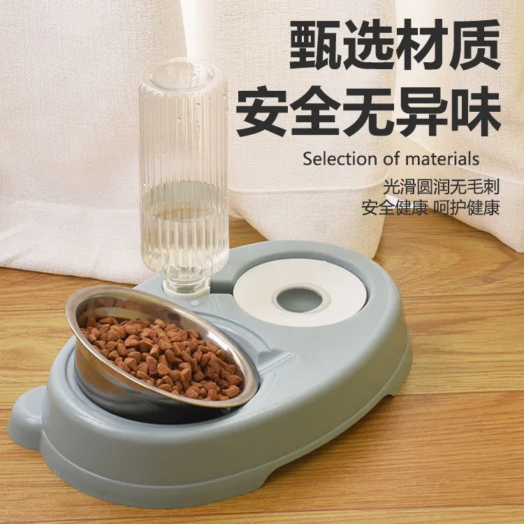 Cat bowl cat bowl dog bowl drinking water integrated dog automatic drinking water anti-knock pet double bowl cat supplies