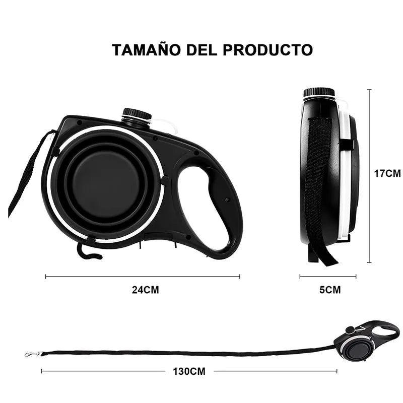 Multifunction Dog Leash with Water Bottle & Bowl