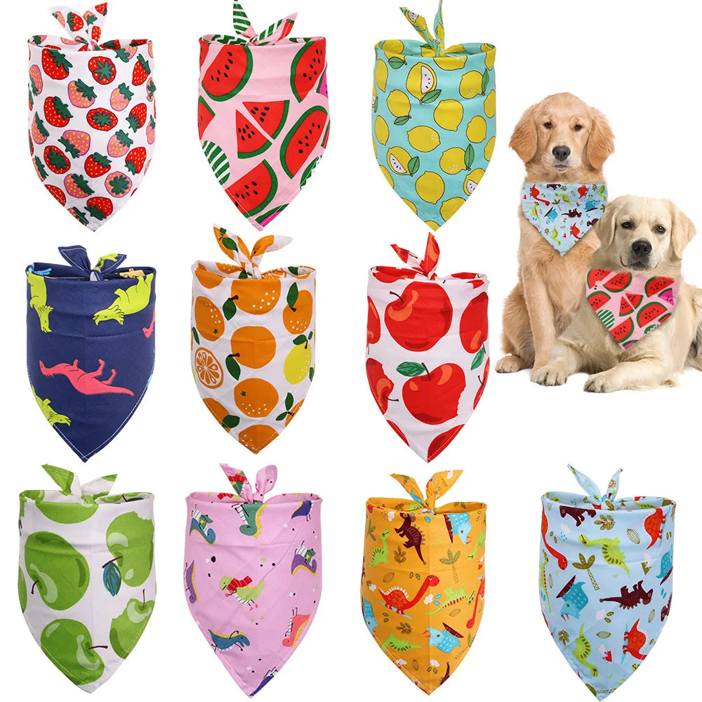 Pet saliva towel Fruit pet scarf Cotton dog triangle scarf Summer pet supplies accessories wholesale