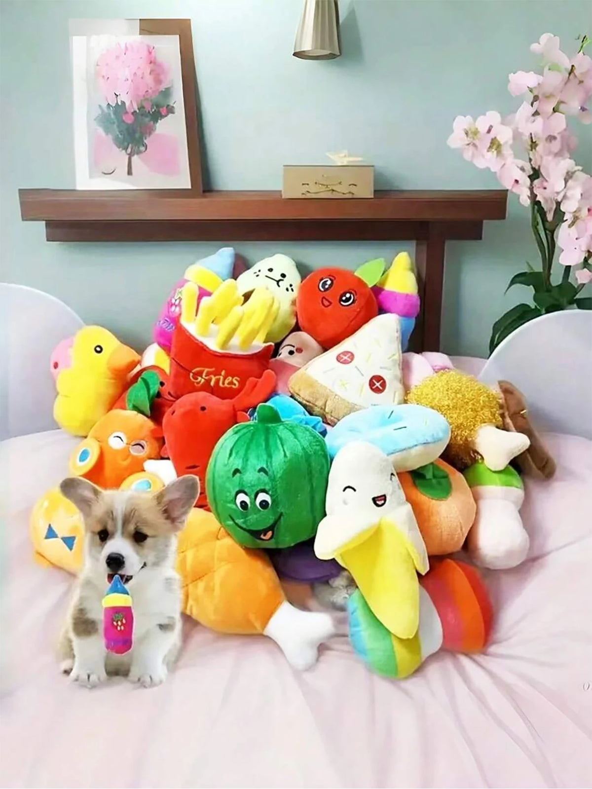 2/4/6/14-piece set of cartoon dog toys, suitable for small dogs - interactive crinkly pet game set, ideal for pets who love to chew, includes tug-of-war toy with a bell