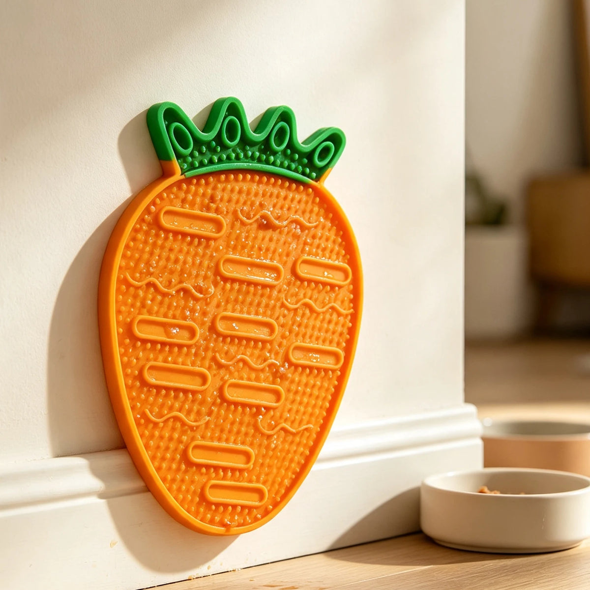 Pet Lick Mat 1pc Silicone Material Carrot Shape Slow Feeding Bowl Cat Dog Feeding Supplies Pet Feeding Pad Durable Chew Resistant