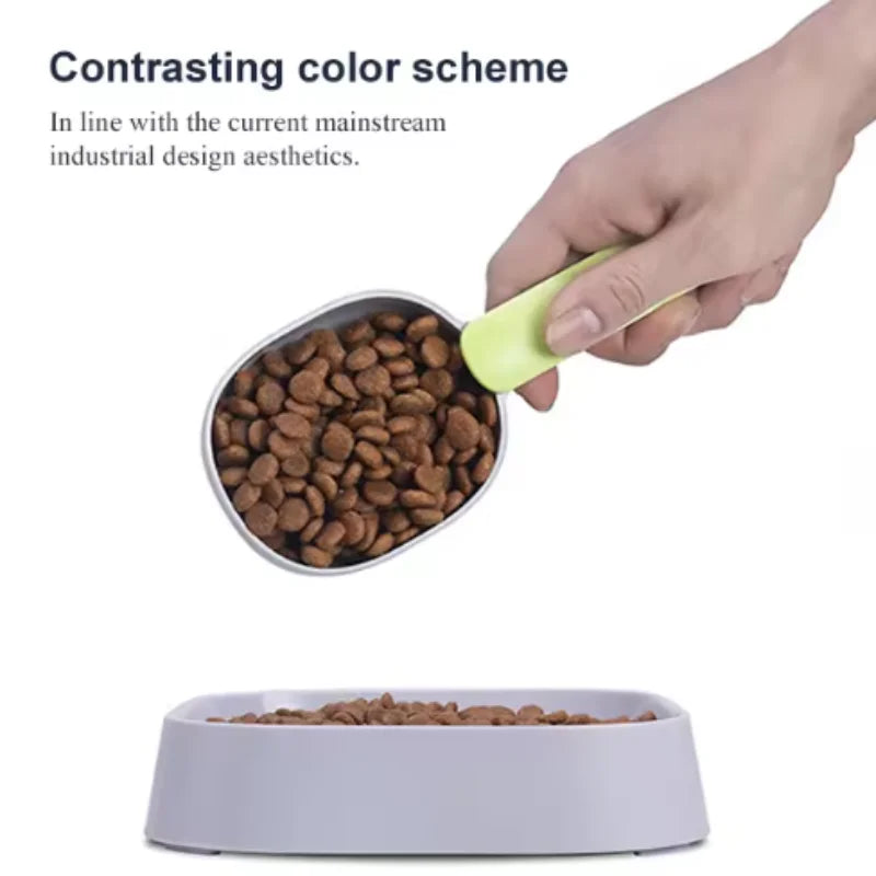 Multifunctional Pet Food Shovel Spoon with Sealed Bag Clip Creative Measuring Cup Curved Design Easy to Clean for Dogs And Cats