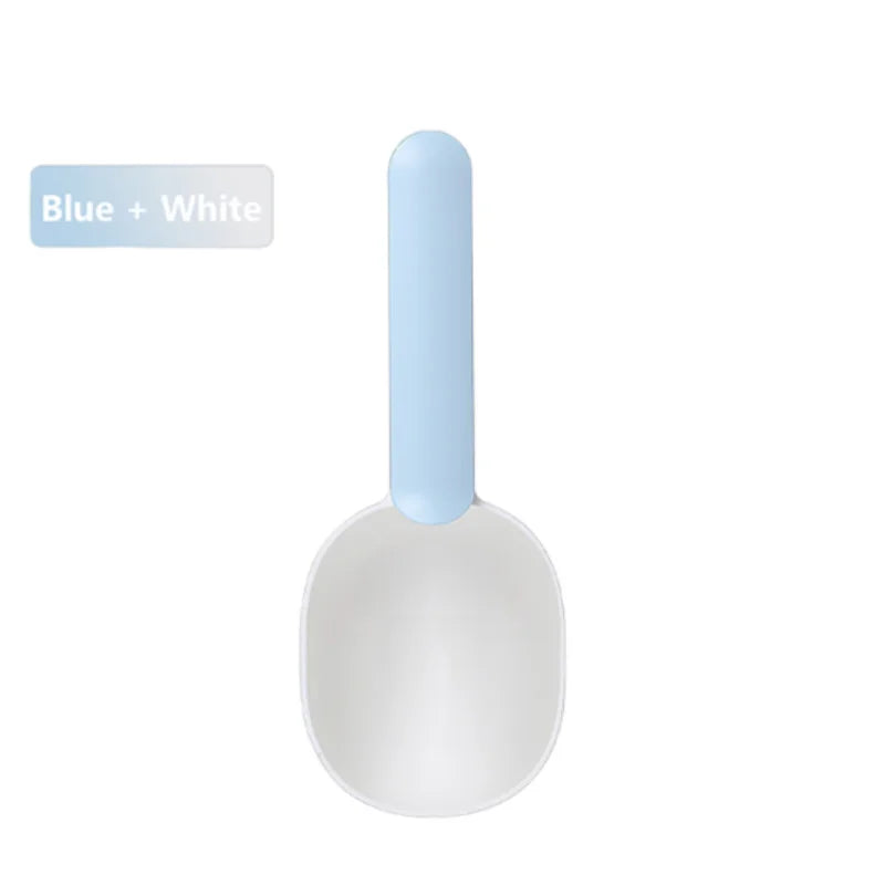 Multifunctional Pet Food Shovel Spoon with Sealed Bag Clip Creative Measuring Cup Curved Design Easy to Clean for Dogs And Cats